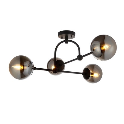 Kensington 4lt semi flush matt black Semi flush light Matt black & smoked mirror glass