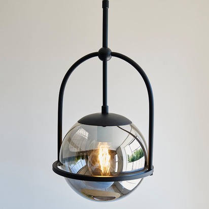Kora pendant matt black Pendant light Matt black & smoked mirror glass