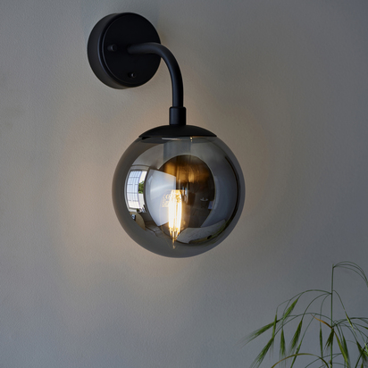Lennox wall matt black Wall light Matt black & smoked mirror glass