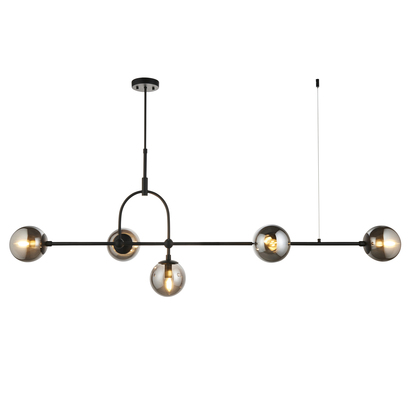 Mabel 5lt pendant matt black Pendant light Matt black & smoked mirror glass