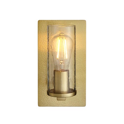 Maris wall hammered brass plate Wall light Hammered brass plate & textured clear glass