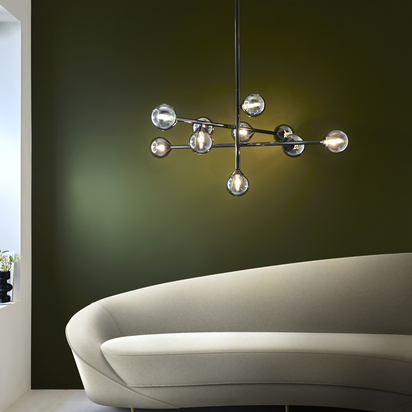 Paxford 10lt pendant black chrome plate Pendant light Black chrome plate & smoked mirror glass