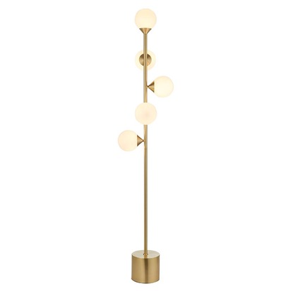 Perry 5lt floor satin brass plate Floor light Satin brass plate & gloss white glass