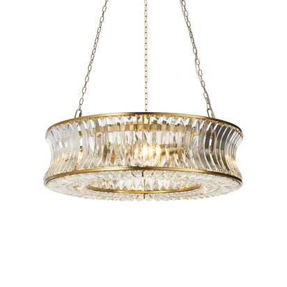 Primrose 6lt pendant warm brass plate with crystal and clear glass Pendant light Warm brass plate with crystal and clear glass