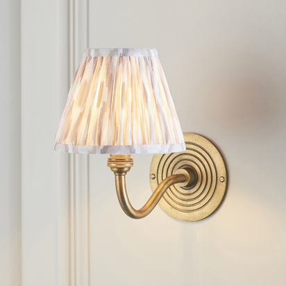 Brockstead Wall Wall light Antique brass & neutral print fabric