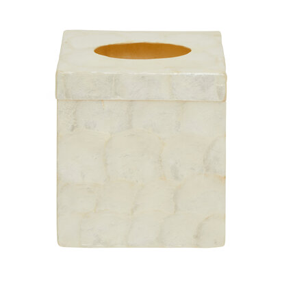 Palu White Shell Square Tissue Box