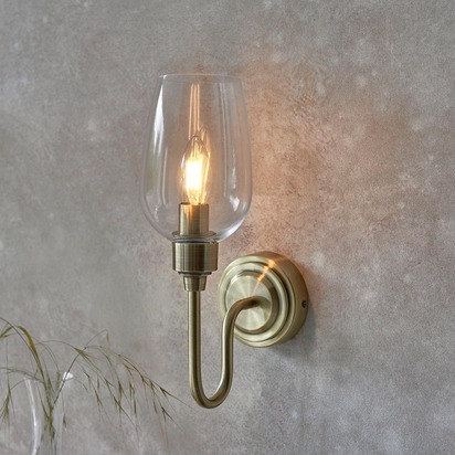 Vienna wall antique brass plate Wall light Antique brass plate & clear glass