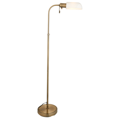 Pharmacy Reader Floor Floor light Antique brass plate & opal glass