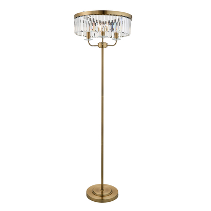 Amber House 3lt floor antique brass plate Floor light Antique brass plate & clear cut glass