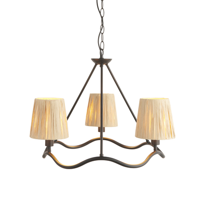 Chalwell 3lt Pendant Pendant light Matt black & natural raffia