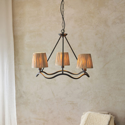 Chalwell 3lt Pendant Pendant light Matt black & natural raffia
