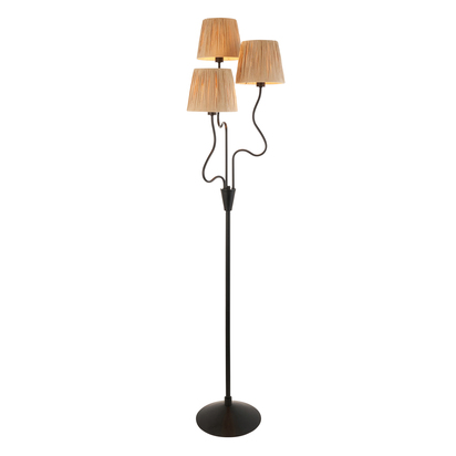Chalwell 3lt Floor Floor light Matt black & natural raffia
