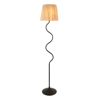 Chalwell Floor Floor light Matt black & natural raffia