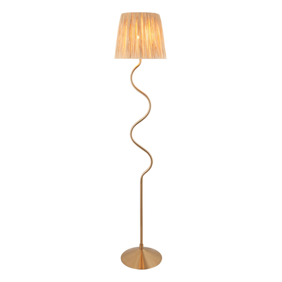 Chalwell Floor Floor light Brushed aged brass plate & natural raffia