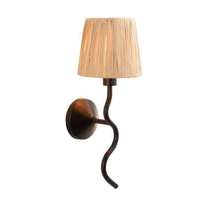 Chalwell Wall Wall light Matt black & natural raffia