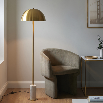 Amber Works floor brushed aged brass plate Floor light Brushed aged brass plate & white marble