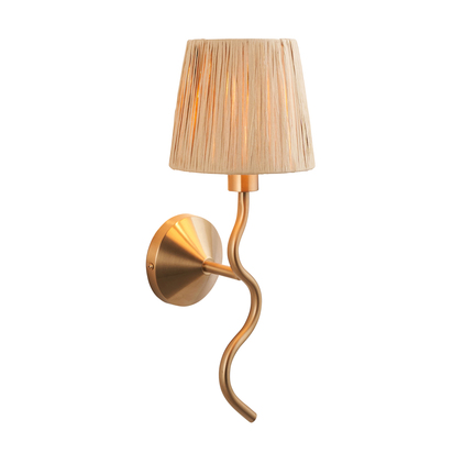 Chalwell Wall Wall light Brushed aged brass plate & natural raffia