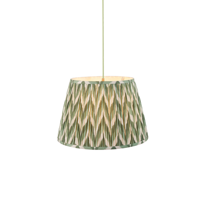 Amberton Pendant Pendant light Brushed aged brass, green flex & Cotswold green fabric