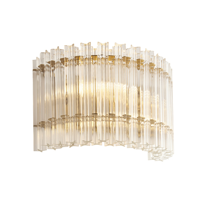 Amber Fields 2lt wall brushed aged brass plate Wall light Brushed aged brass plate & clear glass