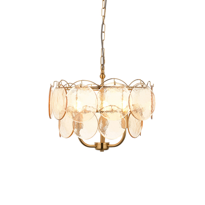 Amber Garden 3lt pendant brushed aged brass plate Pendant light Brushed aged brass plate & handmade champagne glass