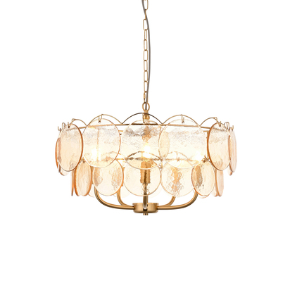 Amber Garden 5lt pendant brushed aged brass plate Pendant light Brushed aged brass plate & handmade champagne glass