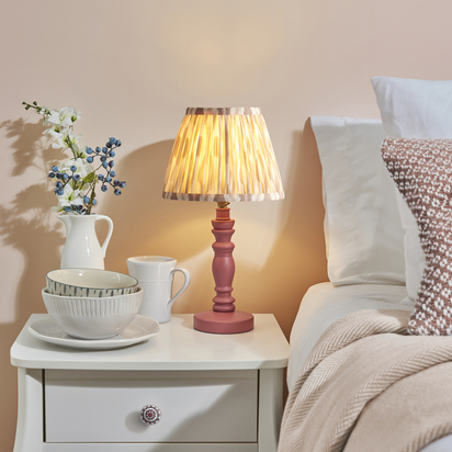 Elmbridge Table Table light Satin pink clay paint & neutral print fabric