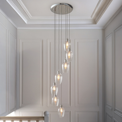 Amber Terrace 7lt pendant bright nickel plate Pendant light Bright nickel plate & clear glass