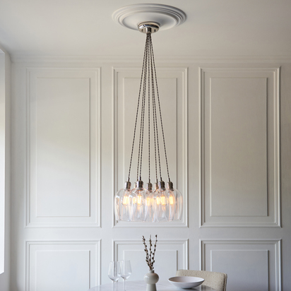 Ash House 7lt pendant bright nickel plate Pendant light Bright nickel plate & clear glass