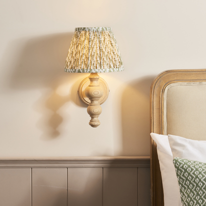 Elmwood Wall Wall light Natural ash & herb garden green fabric