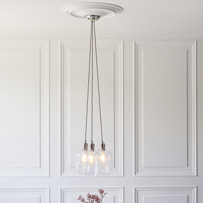 Ash House 3lt pendant bright nickel plate Pendant light Bright nickel plate & clear glass