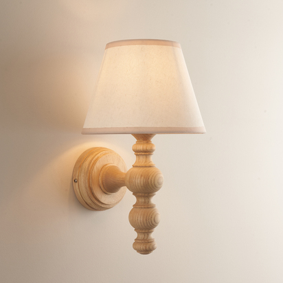 Elmhurst Wall Wall light Natural ash & vintage white fabric