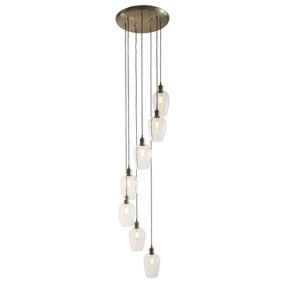 Ash Lane 7lt pendant antique brass plate Pendant light Antique brass plate & clear glass