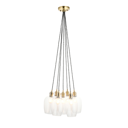 Ash Mews 7lt pendant antique brass plate Pendant light Antique brass plate & clear glass