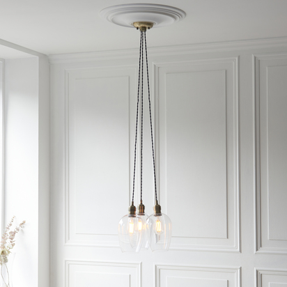 Ash Court 3lt pendant antique brass plate Pendant light Antique brass plate & clear glass