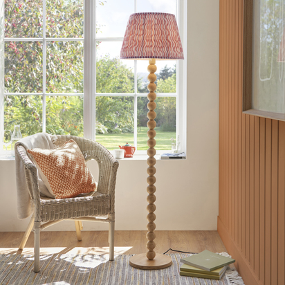 Melrose Floor Floor light Natural bamboo & coral pink fabric