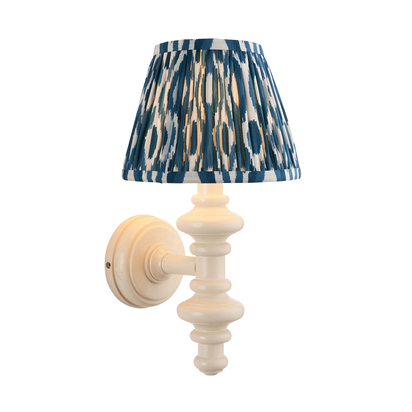 Orion Wall Wall light Satin almond white paint & marlin blue fabric