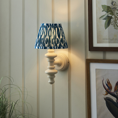 Orion Wall Wall light Satin almond white paint & marlin blue fabric