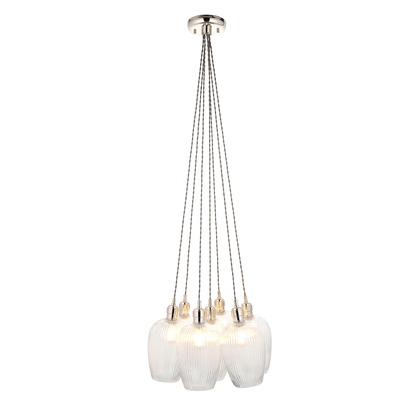 Ash Yard 7lt pendant bright nickel plate Pendant light Bright nickel plate & clear ribbed glass