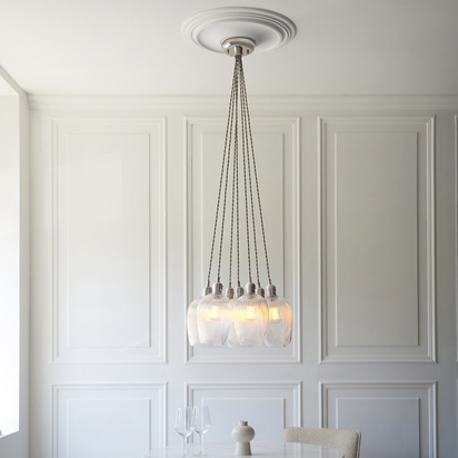 Ash Yard 7lt pendant bright nickel plate Pendant light Bright nickel plate & clear ribbed glass