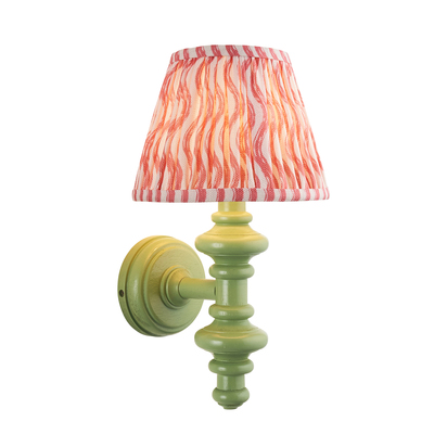 Padstow Wall Wall light Satin cotswold green paint & coral pink fabric