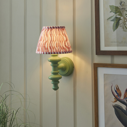 Padstow Wall Wall light Satin cotswold green paint & coral pink fabric