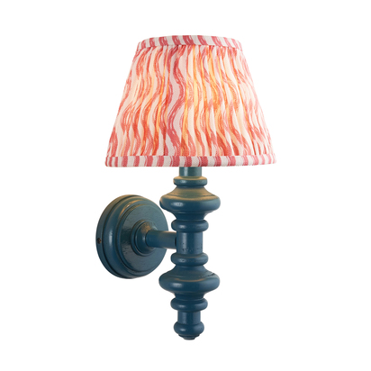 Padstow Wall Wall light Satin marlin blue paint & coral pink fabric