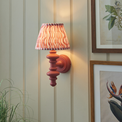 Padstow Wall Wall light Satin pink clay paint & coral pink fabric