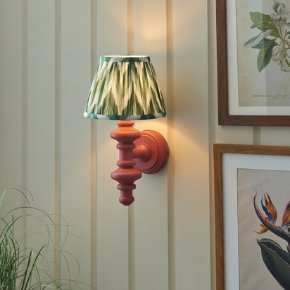 Pembroke Wall Wall light Satin pink clay paint & cotswold green fabric