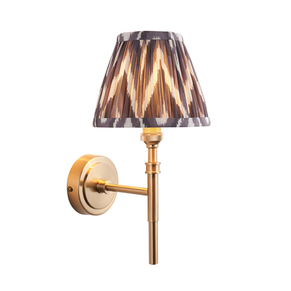 Seaton Wall Wall light Brushed aged brass plate & pearl grey fabric