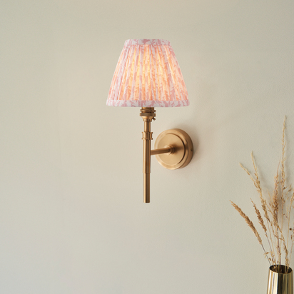 Sandford Wall Wall light Brushed aged brass plate & peachy keen fabric
