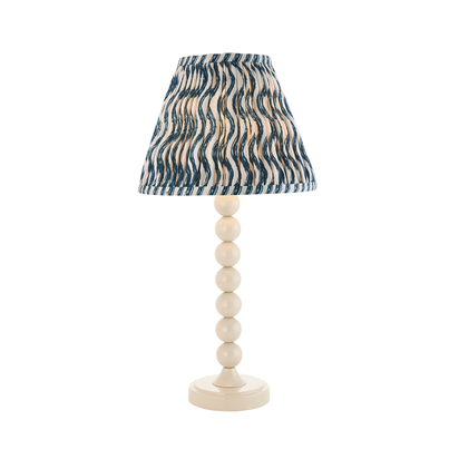 Beechham Table Table light Gloss almond white paint & marlin blue fabric