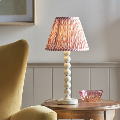 Beechham Table Table light Gloss almond white paint & coral pink fabric