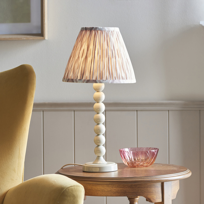 Avonheath Table Table light Gloss almond white paint & neutral print fabric
