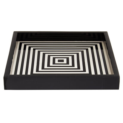 Donato Black And White Finish Square Tray
